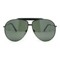 thumbnail image 1 of Retro Double Bridge Oversized Aviator Metal Rim Sunglasses Gunmetal - Green, 1 of 4