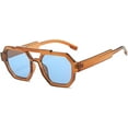 thumbnail image 1 of Retro Double Bridges Women Polygon Square Sunglasses Fashion Blue Purple Men Shades UV400 Sun Glasses, 1 of 4