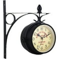 thumbnail image 1 of Retro Double-Sided Station Clock,Vintage Industrial Two Sides Wall Hanging Clock 5inch Garden Wall Clock, Black, 1 of 7