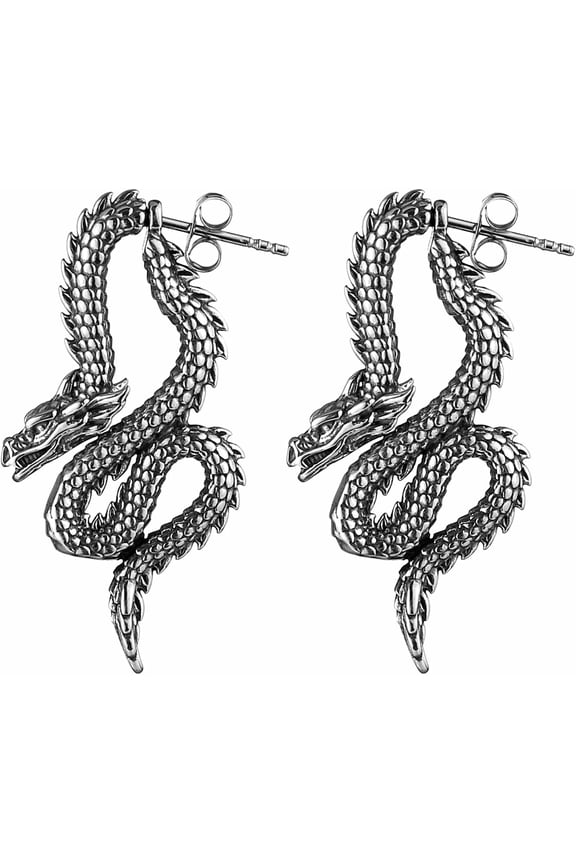 Retro Dragon Earrings for Men Women Stainless Steel Gothic Punk Piercing Splicing Dragon Head Stud Earring Party Jewelry Gift