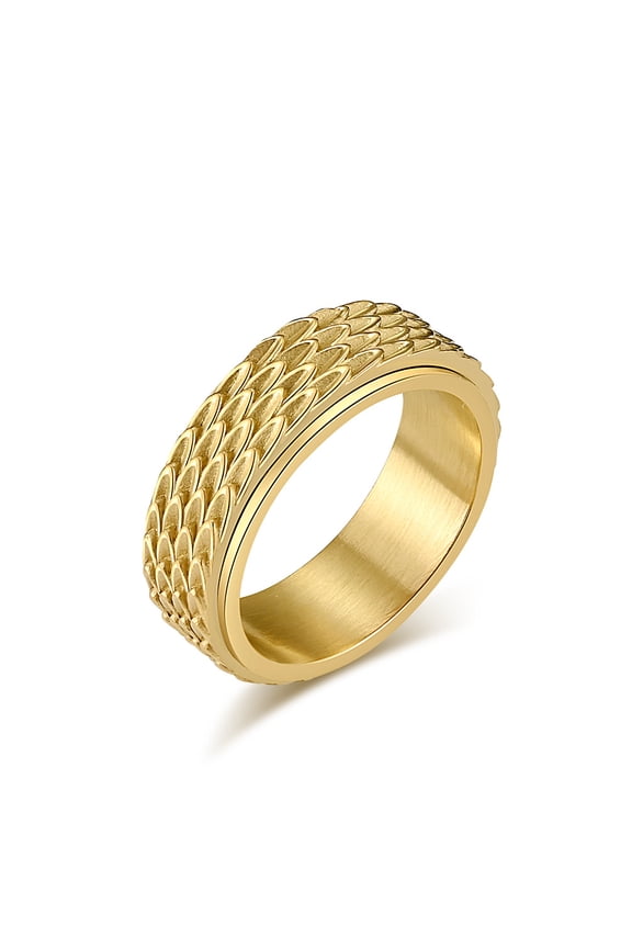 Retro Dragon Scale Rotatable 14K Gold Ring Relieves Anxiety Fashionable Men and Women Angel Feather Rings Jewelry