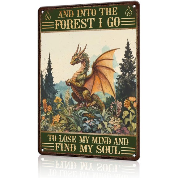 Retro Dragon Tin Sign Vintage Metal Poster Wall Art Decor for Home Bar Indoor Garden Man Cave Plaque 8x12 Inch