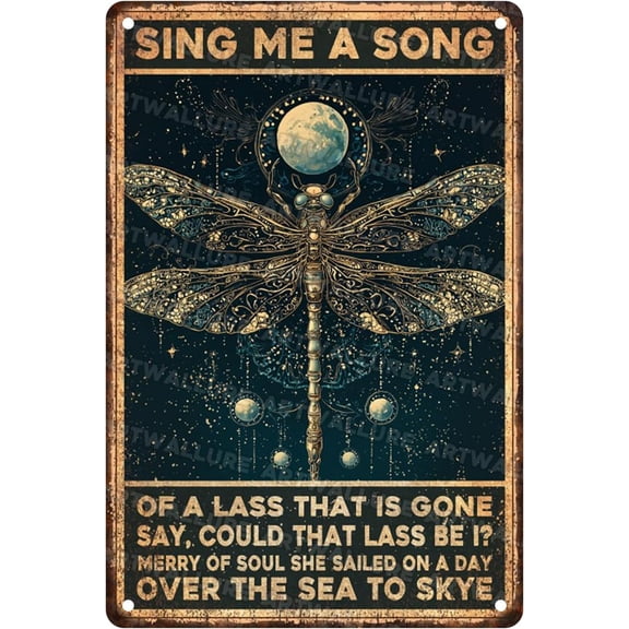 Retro Dragonfly Tin Sign Metal Plaque Wall Art Vintage Decor Rustic Cafe Home Gift 8x12inch