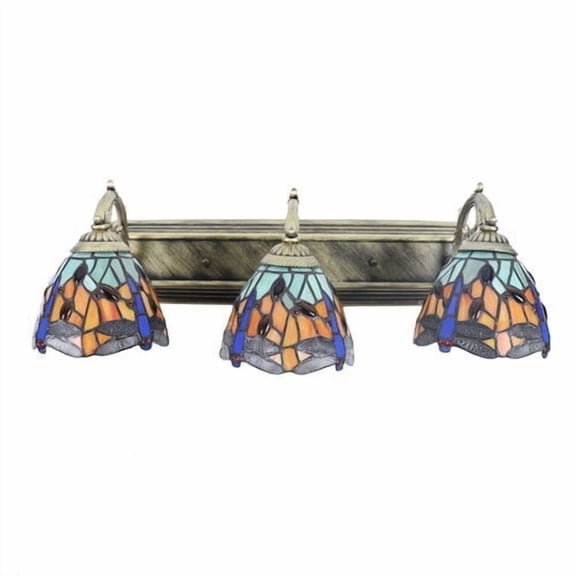 Retro Dragonfly Wall Sconce Lamp,Colorful Glass Tiffany Victorian Wall Sconce Lighting,3 Head Wall Lamp Vanity Light Fixtures Dragonfly Over Mirror Lampshade E27 Antique Light for Bedroom Living Room