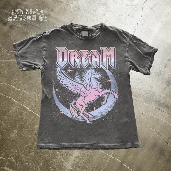 Retro Dream Pegasus T-Shirt - Vintage Fantasy Graphic Tee - Pastel Unicorn Pegasus Shirt - Retro Tee - Retro Cosmic Horse DARK HEATHER Unisex S-5XL Hot Trending Shirt, Vintage Birthday Gift