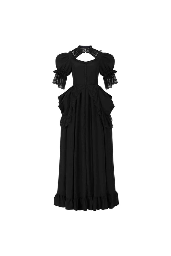 Retro Dresses for Women, Performance Dress, Vintage Evening Dress with Short Sleeve, Soft Polyester Matte Fabric for Dance and Party