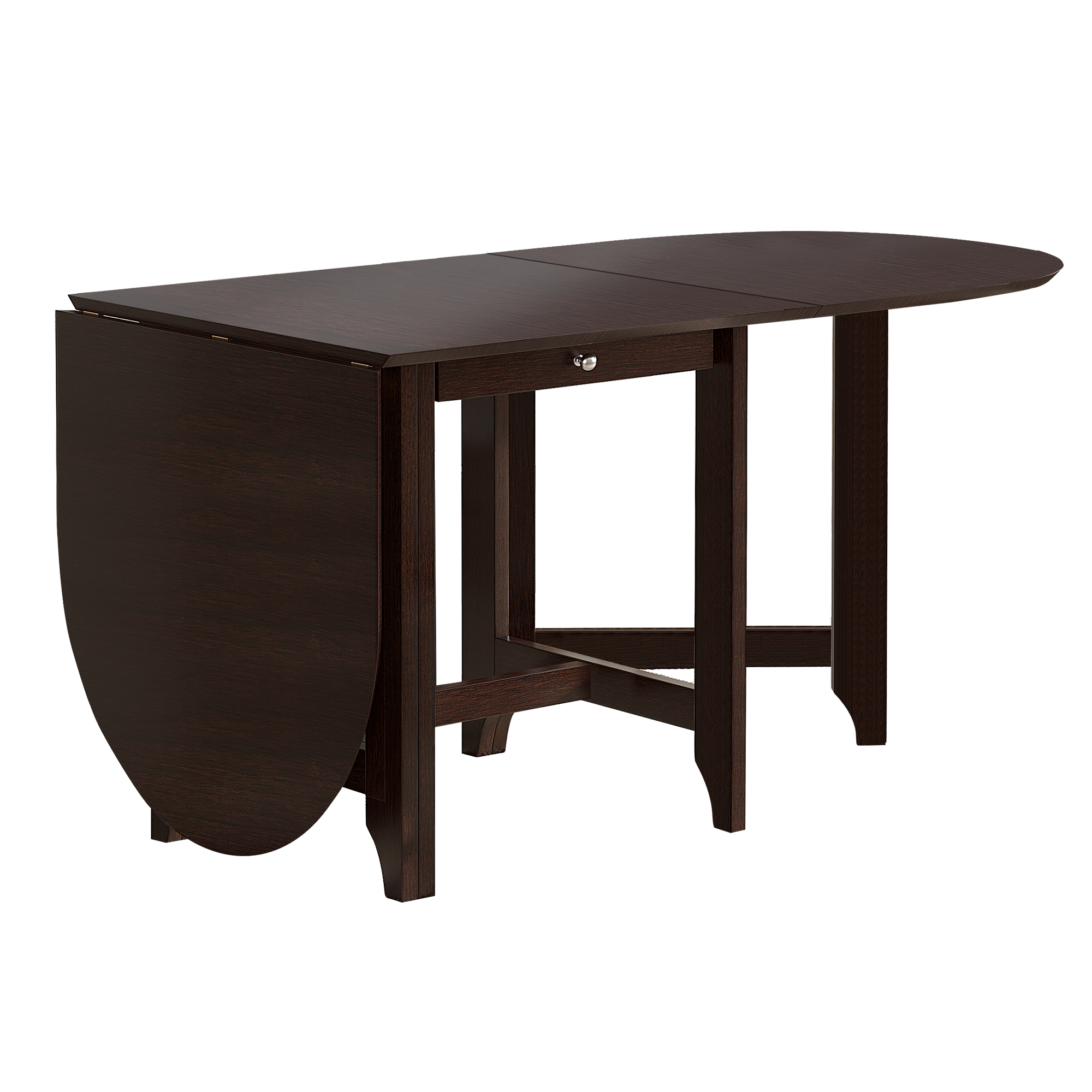 Retro DropLeaf Table Rustic Rubberwood Dining Table with Spacious