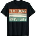 thumbnail image 1 of Retro Drummer Drumming Drums Percussion I Kitty Cat Lover T-Shirt, 1 of 5