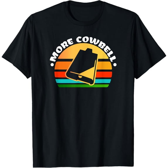 Retro Drummer Gift Vintage More Cowbell T-Shirt men and women can wear, black, white, gifts