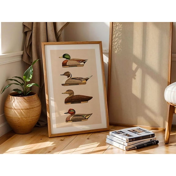 Retro Duck Decoy Art Print, Hunting Wall Decor, Unframed Paper Poster 8x10in