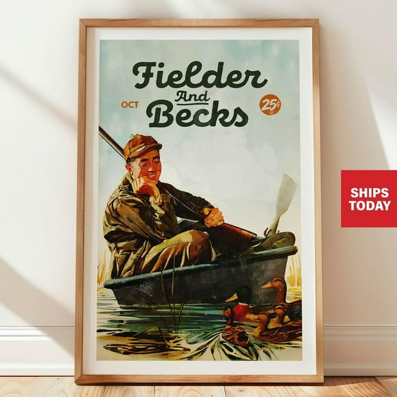 Retro Duck Hunting Art Print Retro Cabin Wall Art Hunting Gift For Dad Hunter Artwork Outdoorsy Wall Decor Wildlife Lakehouse Decor Wall Art, Modern Wall Decor, 8x12 UNFRAMED