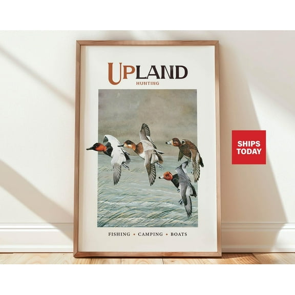 Retro Duck Print Gift For Hunter Retro Hunting Art Greater Scaup Poster Cabin Wall Decor Bird Artwork Outdoorsy Wall Art Hunting Dad Gift Wall Art, Modern Wall Decor, 8x12 UNFRAMED