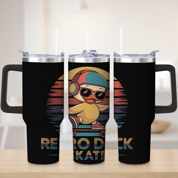 Retro Duck Skate Stainless Steel Tumbler, 30oz