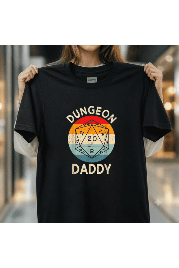 Retro Dungeon Daddy Father Day Tabletop Gaming Tee Unisex T-Shirt, up to size 5XL