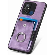 Retro Durable Leather Phone Case for Xiaomi Poco M4 M3 Pro C31 F3 Pro Adjustable Finger Ring Holder Card Slots Lens Protector Back CoverPurple,M4 Pro 5G