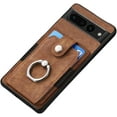 thumbnail image 1 of Retro Durable Leather Phone Case for Google Pixel 8 7 6 A Pro Adjustable Finger Ring Holder Card Slots Lens Protector Back Cover(Brown,Pixel 6), 1 of 7