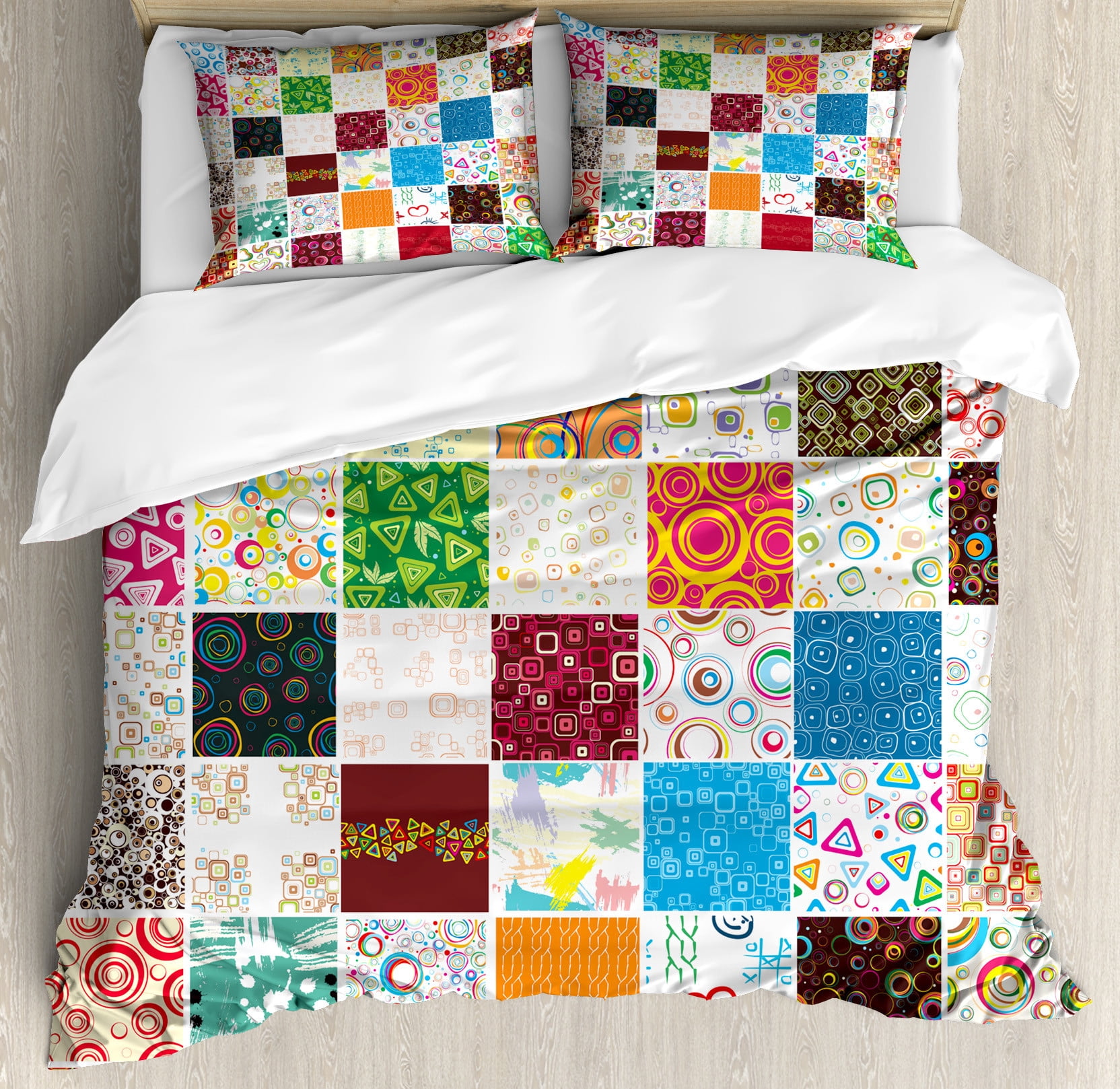 Retro Duvet Cover Set, Big Patchwork of Different Patterns Traditional ...