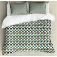 thumbnail image 1 of Retro Duvet Cover Set, Bold Circles with Colorful Polka Dots Old Fashioned Repetitive Symmetric Pattern, Decorative 3 Piece Bedding Set with 2 Pillow Shams, King Size, Multicolor, by Ambesonne, 1 of 3
