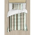 thumbnail image 1 of Retro Duvet Cover Set, Classical Vertical Stripes Pattern Texture Image Old Fashioned Display, Decorative 2 Piece Bedding Set with 1 Pillow Shams, Twin Size, Almond Green Brown Cream, by Ambesonne, 1 of 3