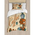 thumbnail image 1 of Retro Duvet Cover Set, Commercial Design of Vintage Truck with Coffee Grinder Old Fashioned, Decorative 2 Piece Bedding Set with 1 Pillow Shams, Twin Size, Cream Orange Grey, by Ambesonne, 1 of 3