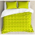 thumbnail image 1 of Retro Duvet Cover Set, Continued Demonstration of Repetitive Circles in Summer Tones Abstract Art, Decorative 3 Piece Bedding Set with 2 Pillow Shams, King Size, Yellow Green, by Ambesonne, 1 of 3
