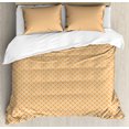 thumbnail image 1 of Retro Duvet Cover Set, Continuous Orange Wavy Pattern with Elliptic Dots Curvy Symmetric Vintage Design, Decorative 3 Piece Bedding Set with 2 Pillow Shams, Queen Size, Orange Cream, by Ambesonne, 1 of 3