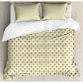 thumbnail image 1 of Retro Duvet Cover Set, Fleur-de-lis Flower of the Lily Design Traditional Repetitive Pattern, Decorative 3 Piece Bedding Set with 2 Pillow Shams, King Size, Cream and Yellow, by Ambesonne, 1 of 3