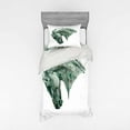 thumbnail image 1 of Retro Duvet Cover Set, Green Stain Horse Head Mane Image Camouflage Color Abstract Artwork, Bedding Set with Shams and Fitted Sheet, 3 Sizes, by Ambesonne, 1 of 3