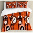 thumbnail image 1 of Retro Duvet Cover Set, Historical in Greece Theme Cultures, Decorative 3 Piece Bedding Set with 2 Pillow Shams, Queen Size, Orange Black White, by Ambesonne, 1 of 3