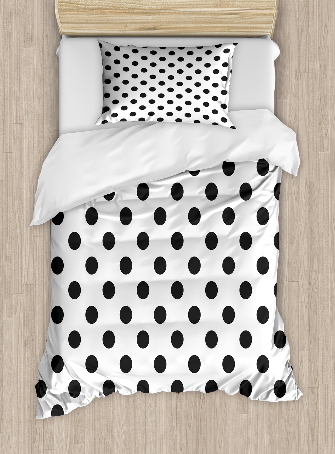 Twin Charcoal Grey Polka Dot Duvet Cover Set