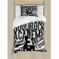 thumbnail image 1 of Retro Duvet Cover Set, Soul Rock Academy Theme Music Electric Guitar Freedom Poster Like Image, Decorative 2 Piece Bedding Set with 1 Pillow Shams, Twin Size, Beige and Black, by Ambesonne, 1 of 3