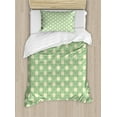 thumbnail image 1 of Retro Duvet Cover Set, Spring Meadow Wildflower on Green Background Field Yard Bedding Plants, Decorative 2 Piece Bedding Set with 1 Pillow Shams, Twin Size, Pale Green Cream Yellow, by Ambesonne, 1 of 3