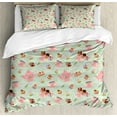thumbnail image 1 of Retro Duvet Cover Set, Retro Style Tea Cups Royal Themed British Tea Time Inspired Image Abstract Backdrop, Decorative 3 Piece Bedding Set with 2 Pillow Shams, Queen Size, Multicolor, by Ambesonne, 1 of 3