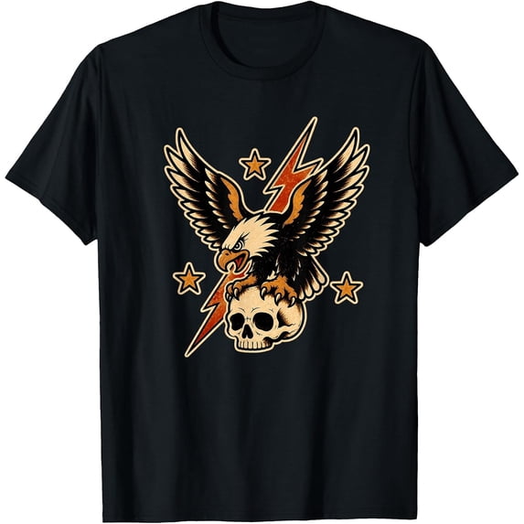 Retro Eagle and Skull Graphic Tee - Vintage Style Design - Walmart.com