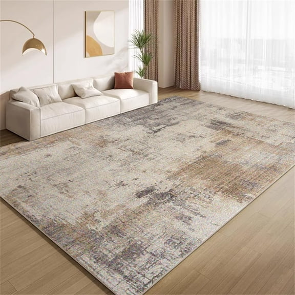 Retro Earth Brown Area Rugs, Abstract Gradient Grunge Carpet, Non Slip Low Pile Washable Indoor Rug for Living Room Bedroom Gameroom Study Office Entry 5x8ft
