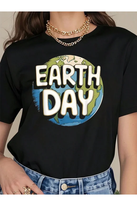 Retro Earth Day Graphic Tee - Eco Friendly Nature Lover Planet T-Shirt - Unisex Adult Short Sleeve Black Top