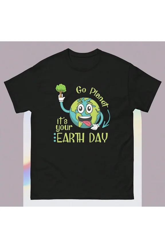 Retro Earth Day Graphic Tee Funny Go Planet Nature Lover Eco-Friendly Cotton T-Shirt Cute Environmental Awareness Apparel
