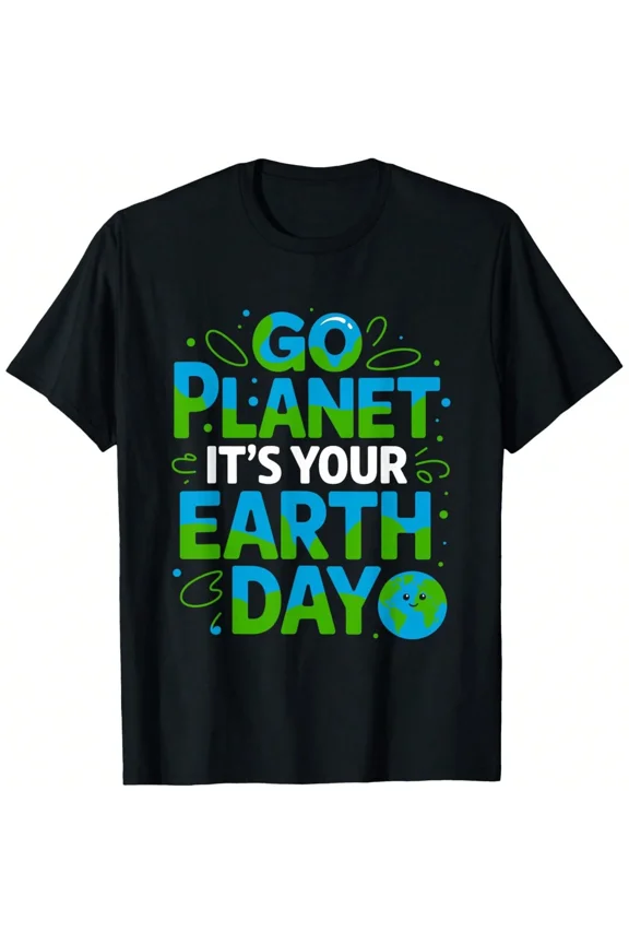 Retro Earth Day Graphic Tee Go Planet It's Your Earth Day Eco-Friendly Nature Lover Short Sleeve T-Shirt for Men and Women