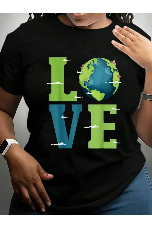 Retro Earth Day Love Planet Graphic Tee - Cute Eco-Friendly Nature Lover Unisex Adult T-Shirt - Sustainable World Environment Awareness Apparel