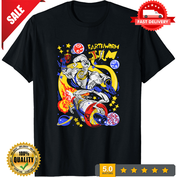 Retro Earthworm Jim T-shirt Heroes Vintage Tee Anime Manga Gifts Shirt All Size, ULTRA LIMITED-TH68286