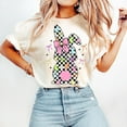 thumbnail image 1 of Retro Easter Bunny Coquette T-Shirt, Pink Bow Easter Tee, Checkered Spring Shirt, Floral Happy Easter Shirt, Cute Girls Easter T-Shirt, 1 of 5