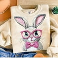 thumbnail image 1 of Retro Easter Bunny Sweater, Vintage Happy Easter Pullover, Faux Embroidery Style, Funny Easter Bunny Sunglasses Sweatshirt, Holiday Sweater, 1 of 5