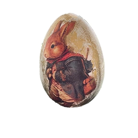 Retro Easter Decor 6cm Wooden Painted Retro Easter Egg Ornaments Cute Farmhouse Bunny Figure For Table Centerpiece Mantel Shelf Spring Basket Filler Holiday Decor