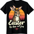 thumbnail image 1 of Retro Easter Graphic Black T-Shirt with Colorful Sunset Design, 1 of 5