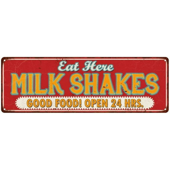 Retro Eat Here Milk Shakes Good Food Retro Vintage Metal Sign 8x24 108240077011