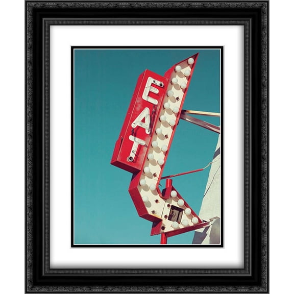 Retro Eat Sign 2x Matted 20x24 Black Ornate Framed Art Print by Delimont, Danita