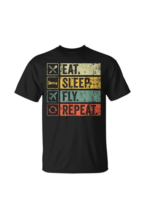 Retro Eat Sleep Fly Repeat Pilot For Men TShirt