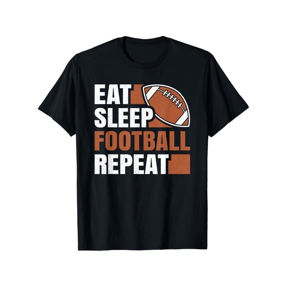 Retro Eat Sleep Football Repeat T-Shirt Funny Sports Fan Graphic Tee for Men and Women Game Day Apparel