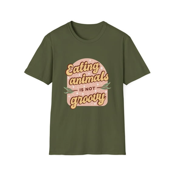 Retro Eating Animals is not Groovy Vegetarian T-Shirts