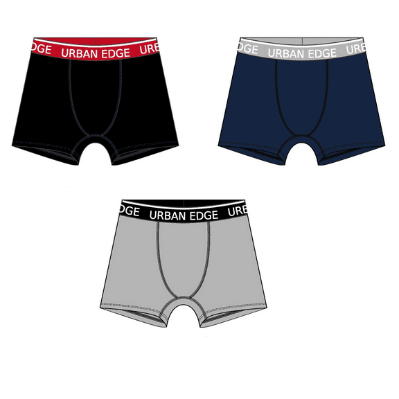 Retro Edge 3 Pack Men's Underwear Boxer Briefs Black/Navy/Gray - L